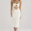 Amalia Elfenbeinfarbenes Satin-Korsetts-Kleid mit Cut-outs Amalia Elfenbeinfarbenes Satin-Korsetts-Kleid mit Cut-outs