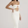 Amalia Elfenbeinfarbenes Satin-Korsetts-Kleid mit Cut-outs Amalia Elfenbeinfarbenes Satin-Korsetts-Kleid mit Cut-outs