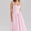 Amara Midi-Korsetts-Kleid aus Stretch-Baumwolle mit rosa Rosenprint Amara Midi-Korsetts-Kleid aus Stretch-Baumwolle mit rosa Rosenprint