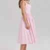 Amara Midi-Korsetts-Kleid aus Stretch-Baumwolle mit rosa Rosenprint Amara Midi-Korsetts-Kleid aus Stretch-Baumwolle mit rosa Rosenprint