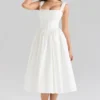 Amara Weißes Midi-Korsetts-Kleid aus Stretch-Baumwolle Amara Weißes Midi-Korsetts-Kleid aus Stretch-Baumwolle