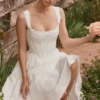 Amara Weißes Midi-Korsetts-Kleid aus Stretch-Baumwolle Amara Weißes Midi-Korsetts-Kleid aus Stretch-Baumwolle