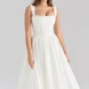 Amara Weißes Midi-Korsetts-Kleid aus Stretch-Baumwolle Amara Weißes Midi-Korsetts-Kleid aus Stretch-Baumwolle