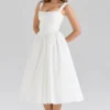 Amara Weißes Midi-Korsetts-Kleid aus Stretch-Baumwolle Amara Weißes Midi-Korsetts-Kleid aus Stretch-Baumwolle