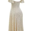 Amaya Midi-Kleid in Creme-Tea mit Broderie Anglais Amaya Midi-Kleid in Creme-Tea mit Broderie Anglais