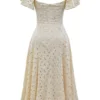 Amaya Midi-Kleid in Creme-Tea mit Broderie Anglais Amaya Midi-Kleid in Creme-Tea mit Broderie Anglais