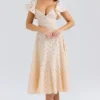 Amaya Midi-Kleid in Creme-Tea mit Broderie Anglais Amaya Midi-Kleid in Creme-Tea mit Broderie Anglais