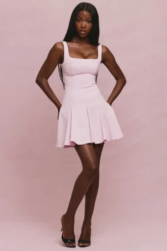 Amelie Ballerina Pink Stretch-Crêpe-Minikleid