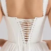 Ami Weißes Minikleid aus Stretch-Baumwolle mit Korsetts Ami Weißes Minikleid aus Stretch-Baumwolle mit Korsetts