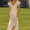 Amina Elfenbeinfarbenes Maxikleid aus Georgette mit Vintage-Rosenprint Amina Elfenbeinfarbenes Maxikleid aus Georgette mit Vintage-Rosenprint
