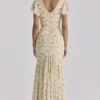 Amina – Maxikleid aus Georgette mit Zitronen-Blumenmuster Amina – Maxikleid aus Georgette mit Zitronen-Blumenmuster