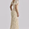 Amina – Maxikleid aus Georgette mit Zitronen-Blumenmuster Amina – Maxikleid aus Georgette mit Zitronen-Blumenmuster