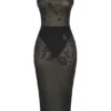 Amirah – Schwarzes Midi-Kleid mit Kristallverzierung Amirah – Schwarzes Midi-Kleid mit Kristallverzierung