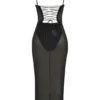 Amirah – Schwarzes Midi-Kleid mit Kristallverzierung Amirah – Schwarzes Midi-Kleid mit Kristallverzierung