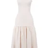 Amore Vintage cremefarbenes Midikleid mit tiefem Taillenbund Amore Vintage cremefarbenes Midikleid mit tiefem Taillenbund