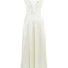 Anabella – Elfenbeinfarbenes Maxikleid aus Satin mit Schnürung Anabella – Elfenbeinfarbenes Maxikleid aus Satin mit Schnürung