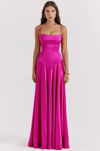 Anabella Fuchsia Maxikleid mit Schnürung