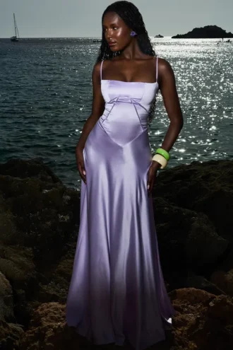 Anabella Orchid Lace Up Maxikleid