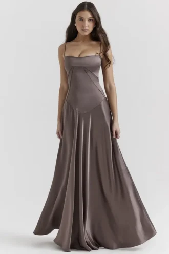 Anabella Smoke Lace Up Maxikleid