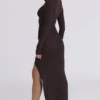 Anais Chocolat Maxikleid mit Oberschenkel-Schlitz Anais Chocolat Maxikleid mit Oberschenkel-Schlitz