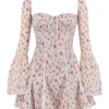 Analissa Vintage-Mini-Kleid mit Rosenprint in Creme Analissa Vintage-Mini-Kleid mit Rosenprint in Creme