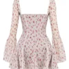 Analissa Vintage-Mini-Kleid mit Rosenprint in Creme Analissa Vintage-Mini-Kleid mit Rosenprint in Creme