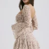 Analissa Vintage-Mini-Kleid mit Rosenprint in Creme Analissa Vintage-Mini-Kleid mit Rosenprint in Creme