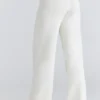 Andie Elfenbeinfarbene Merinowoll-Hose aus Strick
