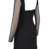 Angelie – Schwarzes Stretch-Crêpe-Minikleid mit tiefem Ausschnitt Angelie – Schwarzes Stretch-Crêpe-Minikleid mit tiefem Ausschnitt
