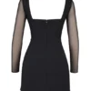 Angelie – Schwarzes Stretch-Crêpe-Minikleid mit tiefem Ausschnitt Angelie – Schwarzes Stretch-Crêpe-Minikleid mit tiefem Ausschnitt