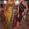 Angelina Midi-Kleid mit Wickelhalsausschnitt in Schokoladenbraun Angelina Midi-Kleid mit Wickelhalsausschnitt in Schokoladenbraun