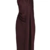 Angelina Midi-Kleid mit Wickelhalsausschnitt in Schokoladenbraun Angelina Midi-Kleid mit Wickelhalsausschnitt in Schokoladenbraun