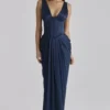 Angeline Navy Satin-Korsetts-Maxikleid Angeline Navy Satin-Korsetts-Maxikleid
