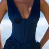 Angeline Navy Satin-Korsetts-Maxikleid Angeline Navy Satin-Korsetts-Maxikleid