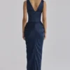 Angeline Navy Satin-Korsetts-Maxikleid Angeline Navy Satin-Korsetts-Maxikleid
