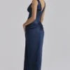 Angeline Navy Satin-Korsetts-Maxikleid Angeline Navy Satin-Korsetts-Maxikleid