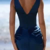 Angeline Navy Satin-Korsetts-Maxikleid Angeline Navy Satin-Korsetts-Maxikleid
