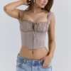 Anja Mocha Georgette-Korsetts-Oberteil mit Flügelärmeln Anja Mocha Georgette-Korsetts-Oberteil mit Flügelärmeln