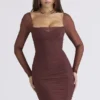 Anouk Mocha Mesh Langarm-Minikleid Anouk Mocha Mesh Langarm-Minikleid