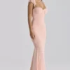 Antonella Pfirsichfarbenes Maxikleid mit Mesh-Silhouette Antonella Pfirsichfarbenes Maxikleid mit Mesh-Silhouette