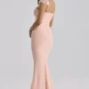 Antonella Pfirsichfarbenes Maxikleid mit Mesh-Silhouette Antonella Pfirsichfarbenes Maxikleid mit Mesh-Silhouette