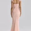 Antonella Pfirsichfarbenes Maxikleid mit Mesh-Silhouette Antonella Pfirsichfarbenes Maxikleid mit Mesh-Silhouette