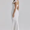 Antonella – Weißes Maxikleid aus gerafftem Mesh Antonella – Weißes Maxikleid aus gerafftem Mesh