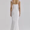Antonella – Weißes Maxikleid aus gerafftem Mesh Antonella – Weißes Maxikleid aus gerafftem Mesh