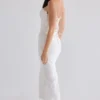 Antonie Midi-Rock aus weißer Baumwolle mit Broderie Anglaise