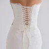 Antonie Midi-Rock aus weißer Baumwolle mit Broderie Anglaise