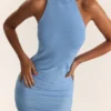 Anura Soft Blue Strick-Halter-Kleider Anura Soft Blue Strick-Halter-Kleider