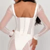 Araminta Weißes Langarm-Mesh-Korsett Araminta Weißes Langarm-Mesh-Korsett