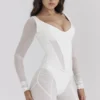 Araminta Weißes Langarm-Mesh-Korsett Araminta Weißes Langarm-Mesh-Korsett