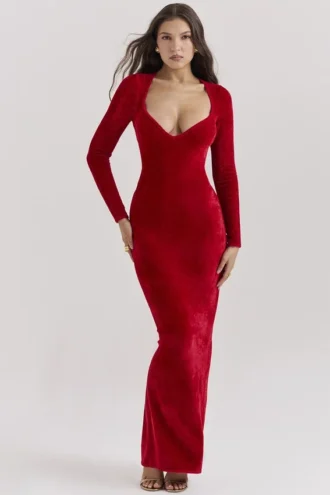 Aria Scarlet Chenille Sweetheart-Kleid Aria Scarlet Chenille Sweetheart-Kleid